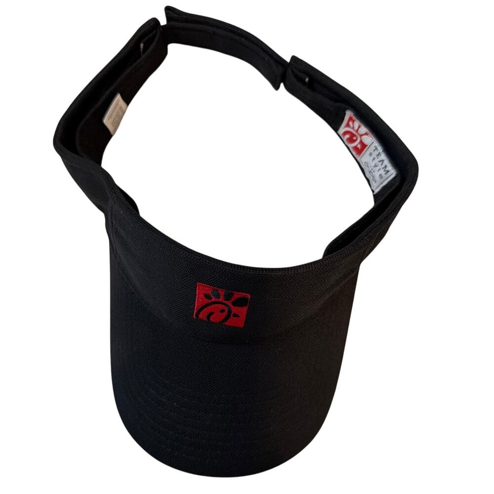 Chick-Fil-A Visor Adult Strapback Black Hat Cap Red Employee Sun Work Uniform - Picture 2 of 6